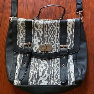Lace front purse NWOT, perfect, never used, adjustable shoulder strap black bag